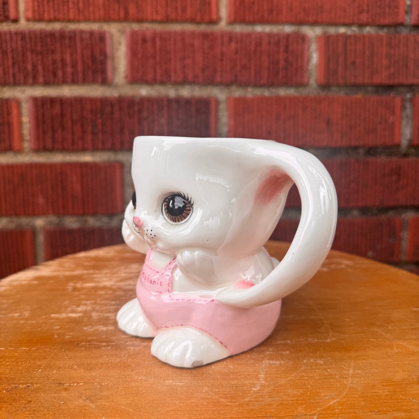 Vintage Hand-Painted Ceramic Bunny Mug "Stephanie"