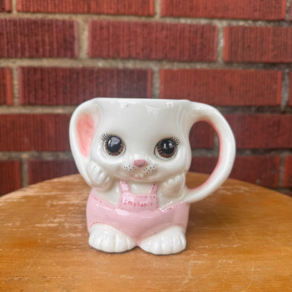 Vintage Hand-Painted Ceramic Bunny Mug "Stephanie"