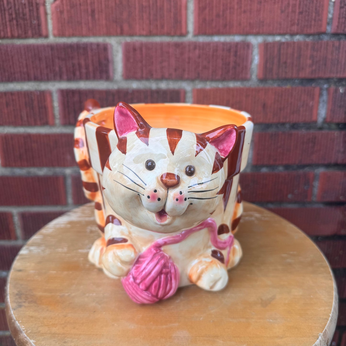 Vintage Ceramic Tabby Cat Planter