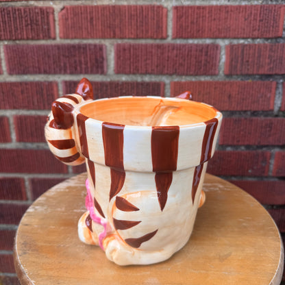 Vintage Ceramic Tabby Cat Planter