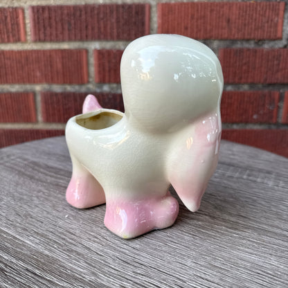 Vintage Pink Ceramic Puppy Dog Planter