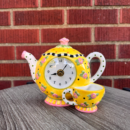 Mary Engelbreit Teacup & Saucer Mantle Clock