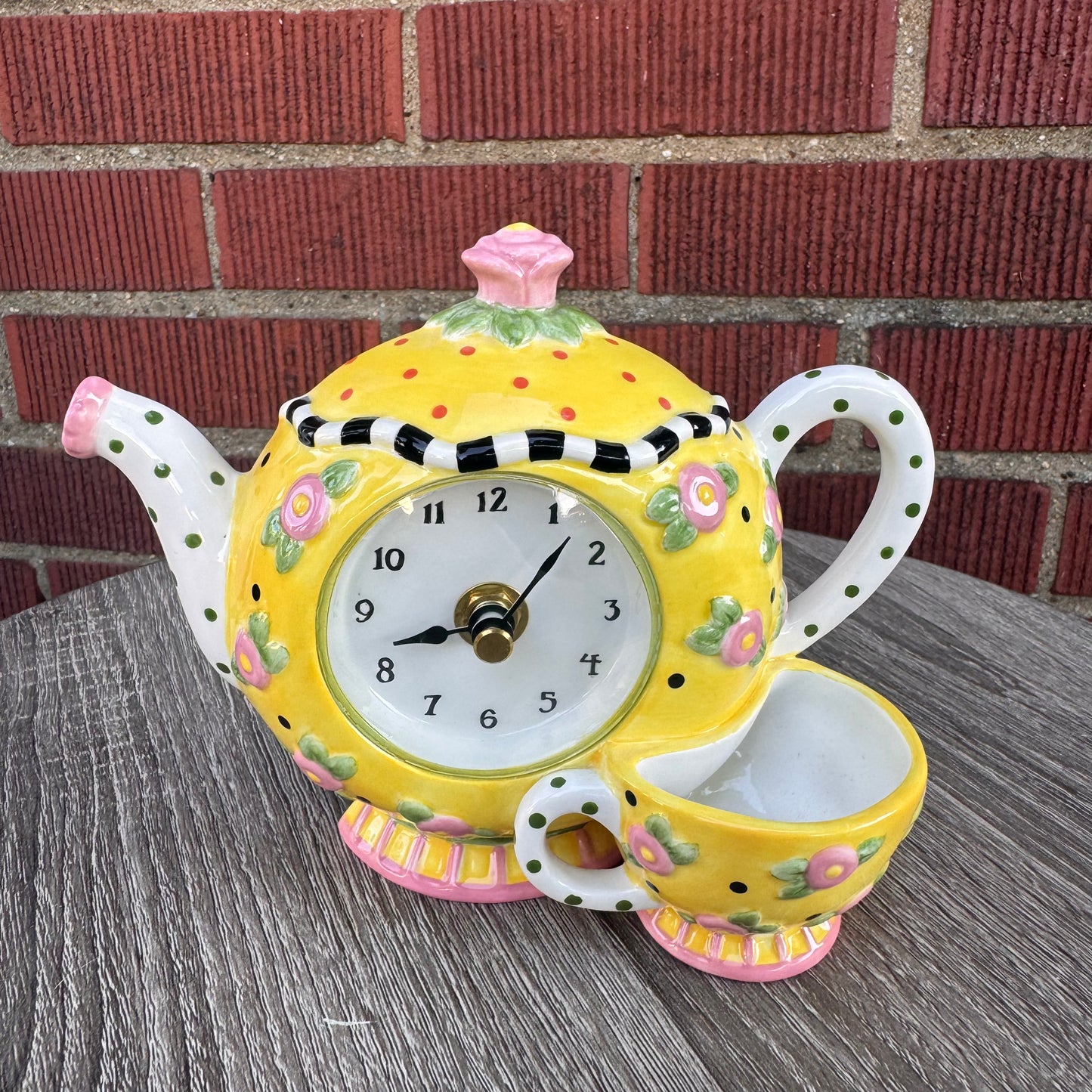 Mary Engelbreit Teacup & Saucer Mantle Clock