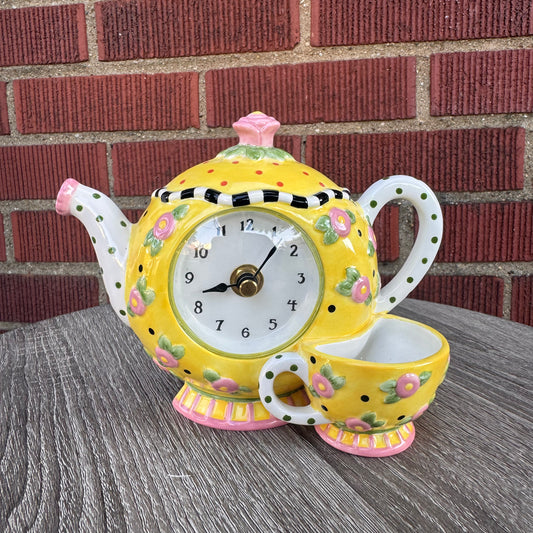 Mary Engelbreit Teacup & Saucer Mantle Clock