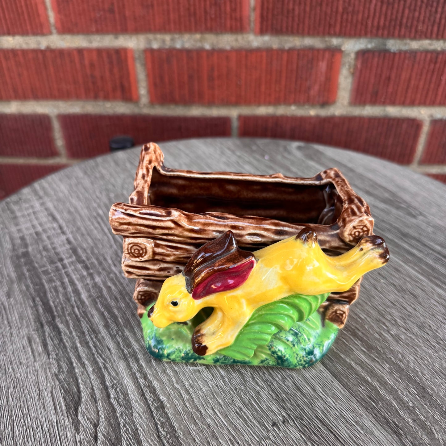Vintage Ceramic Planter w/ Yellow Rabbit