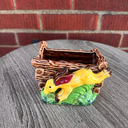 Vintage Ceramic Planter w/ Yellow Rabbit
