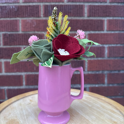 Pink Pedestal Mug Bouquet