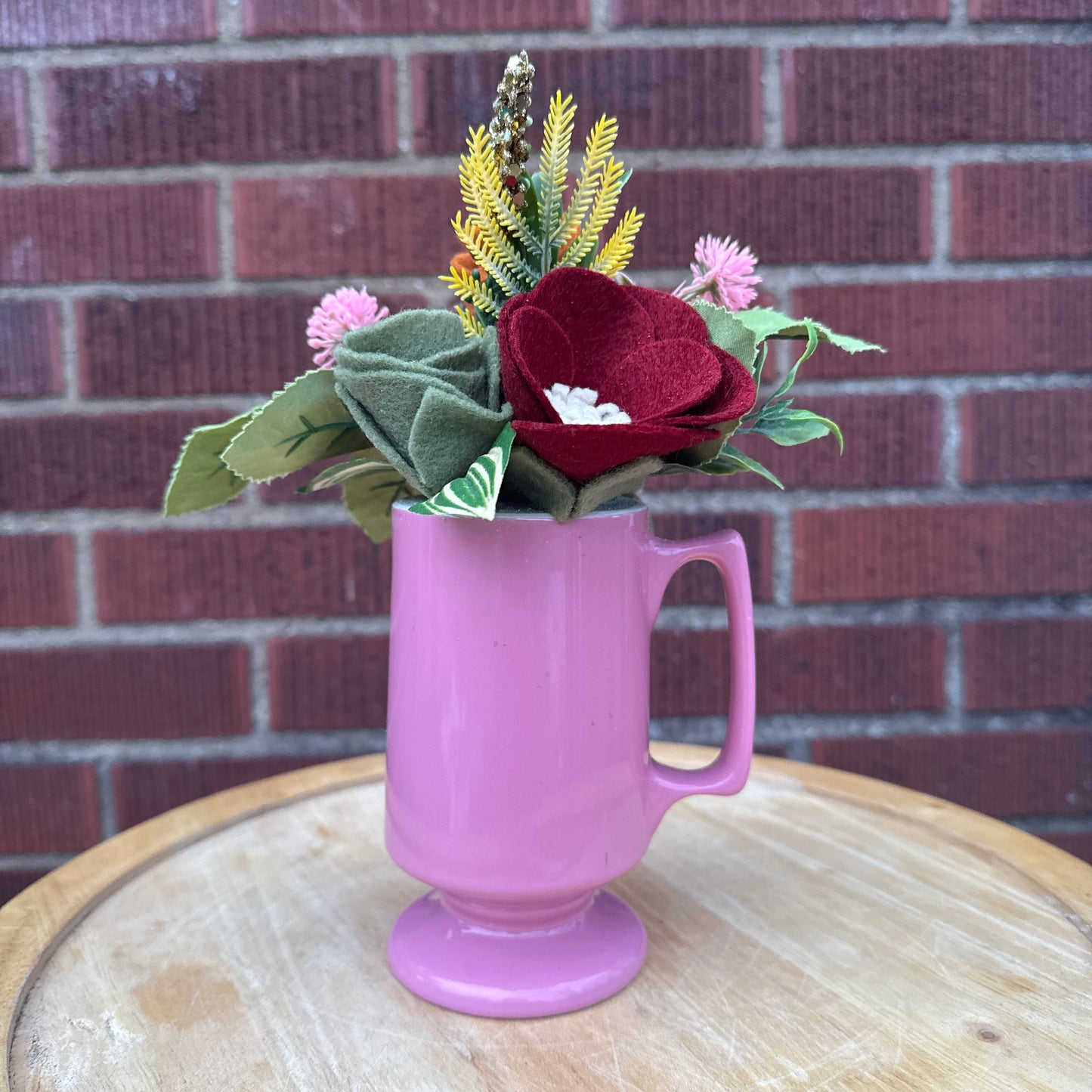 Pink Pedestal Mug Bouquet