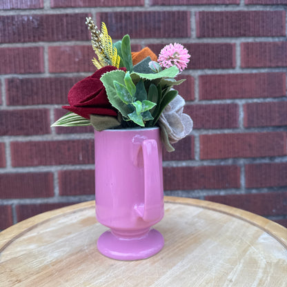 Pink Pedestal Mug Bouquet