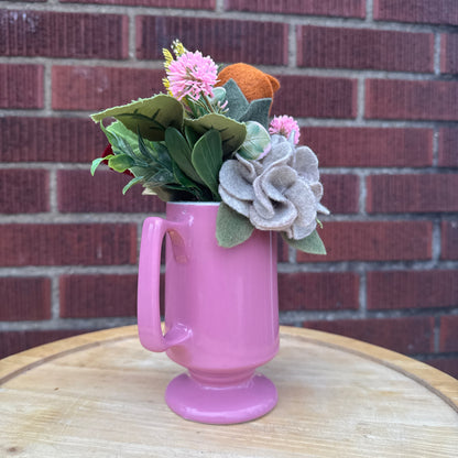 Pink Pedestal Mug Bouquet