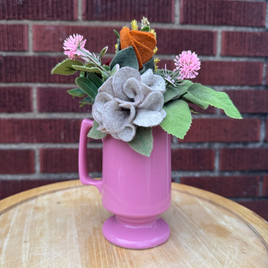 Pink Pedestal Mug Bouquet