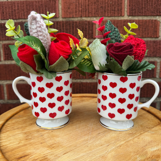 Vintage Pedestal Red Heart Bouquets (2 Available)