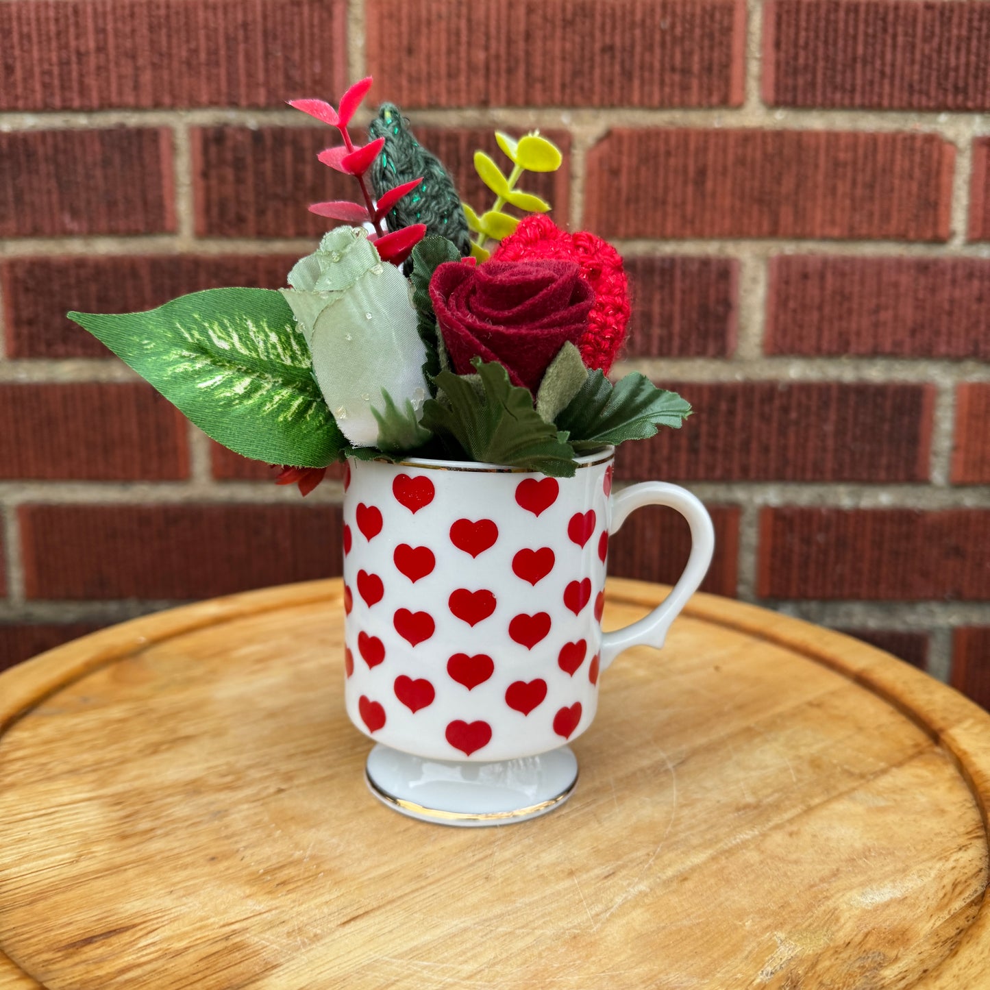 Vintage Pedestal Red Heart Bouquets (2 Available)