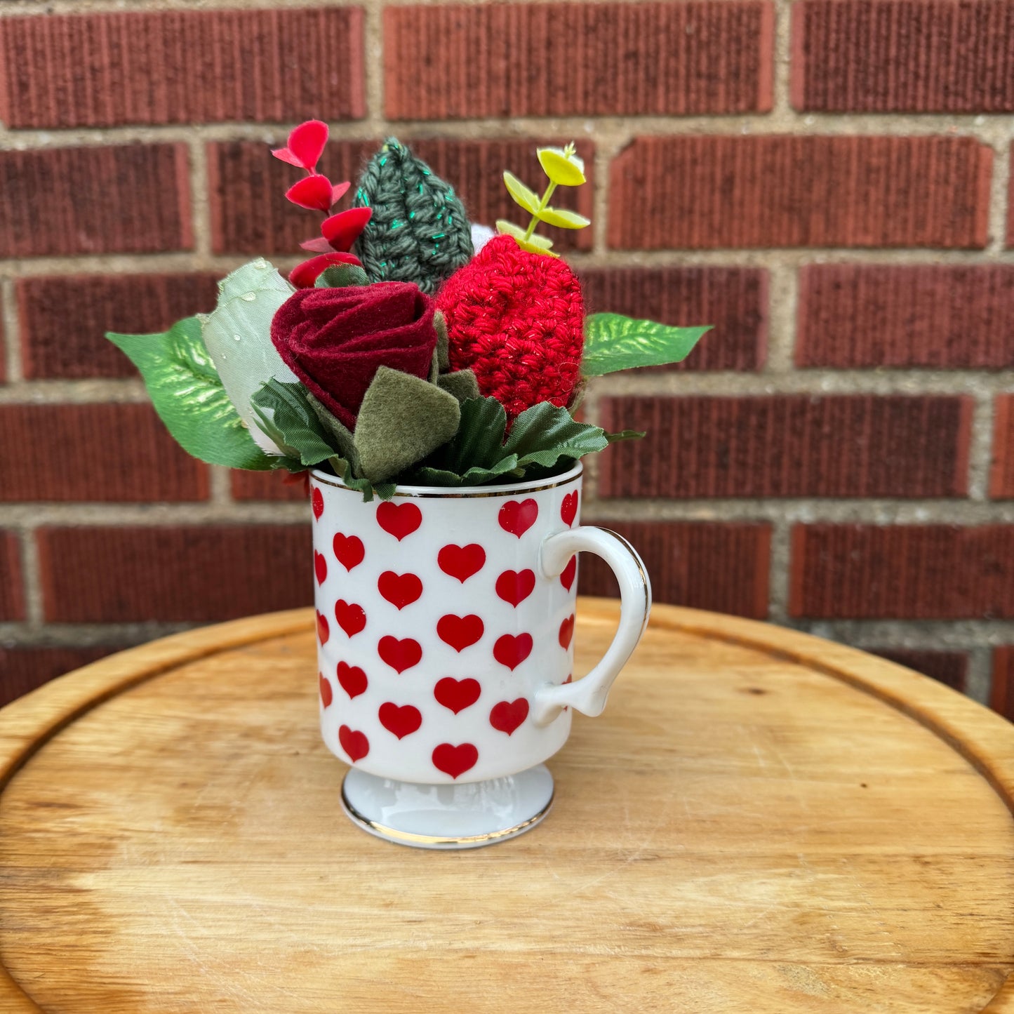 Vintage Pedestal Red Heart Bouquets (2 Available)