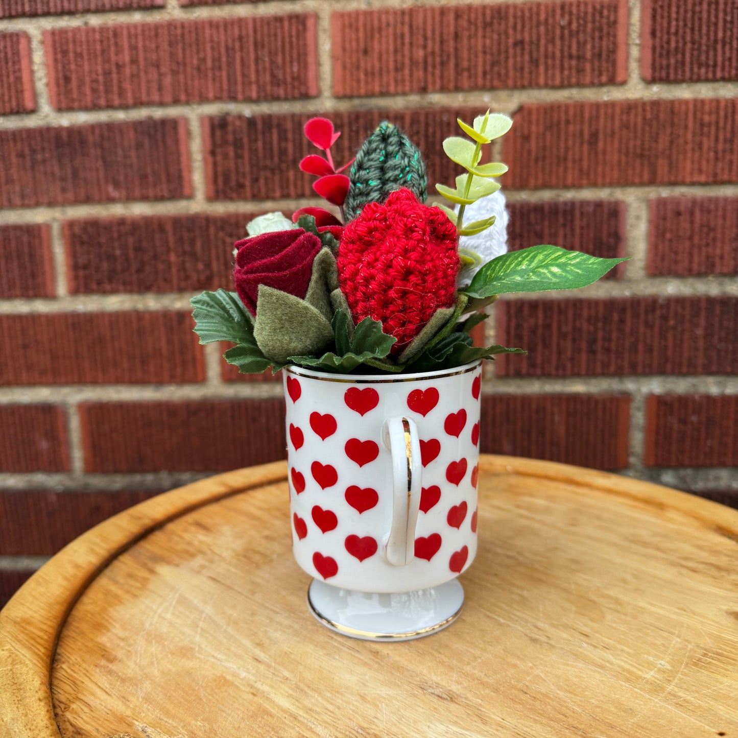 Vintage Pedestal Red Heart Bouquets (2 Available)