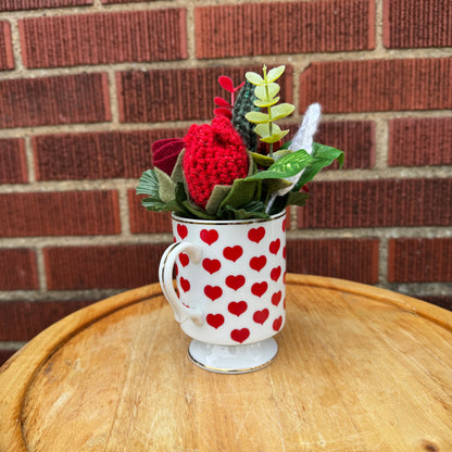 Vintage Pedestal Red Heart Bouquets (2 Available)