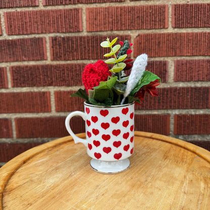 Vintage Pedestal Red Heart Bouquets (2 Available)