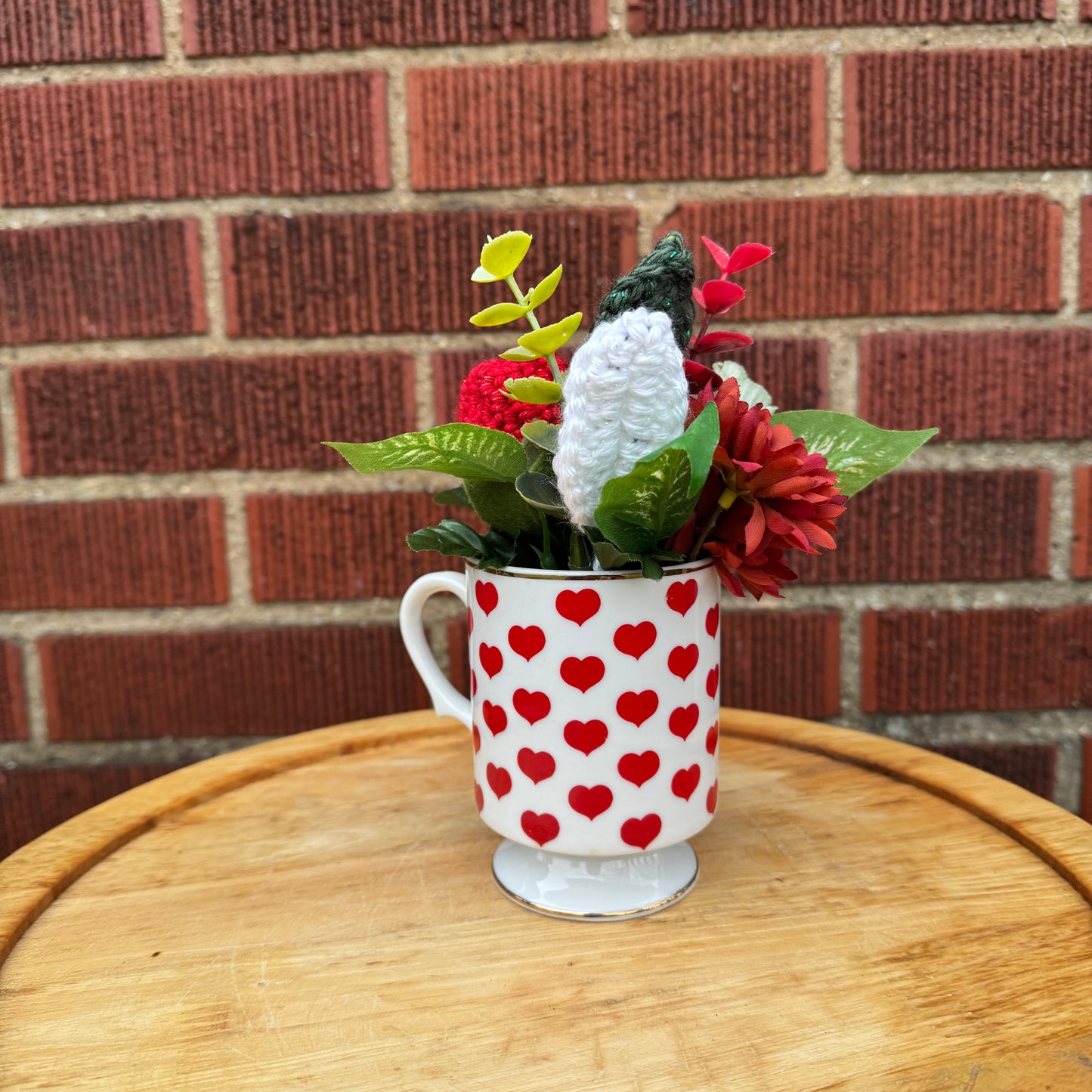 Vintage Pedestal Red Heart Bouquets (2 Available)