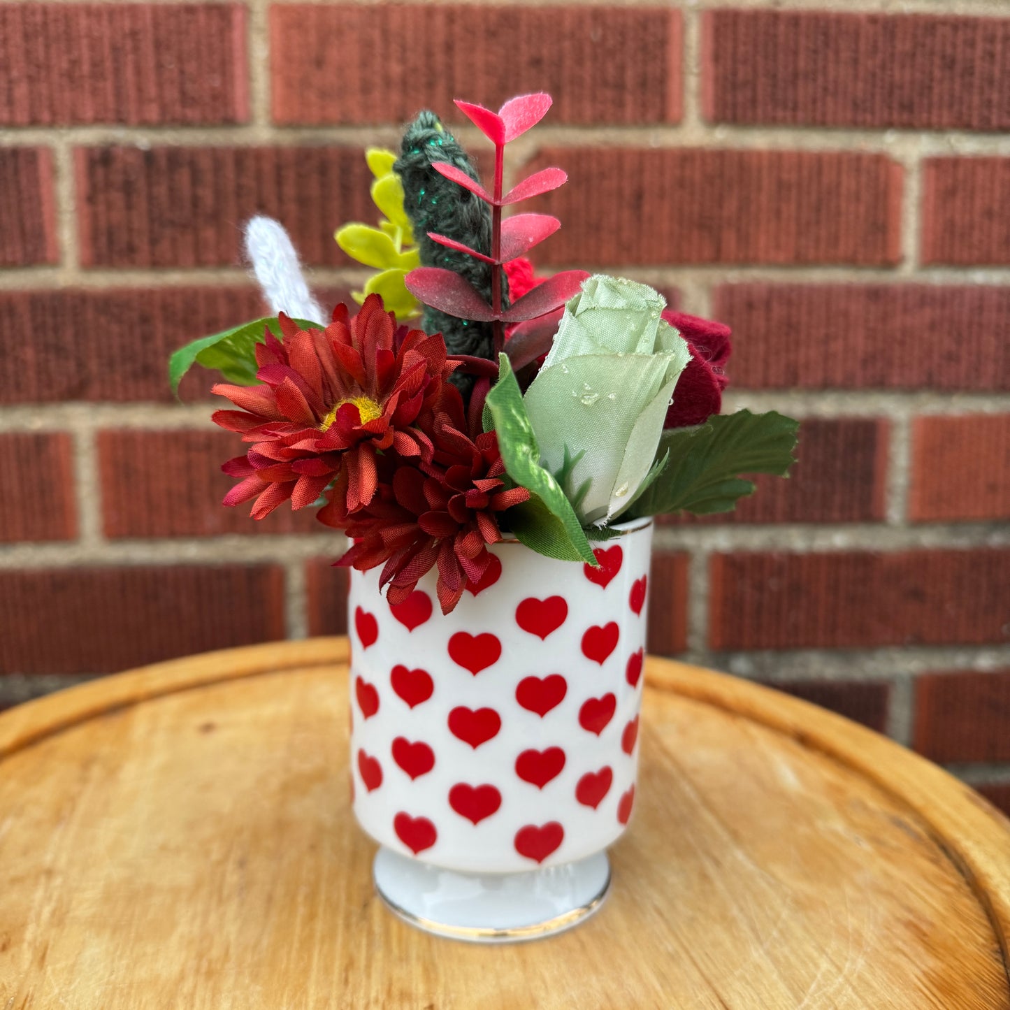 Vintage Pedestal Red Heart Bouquets (2 Available)