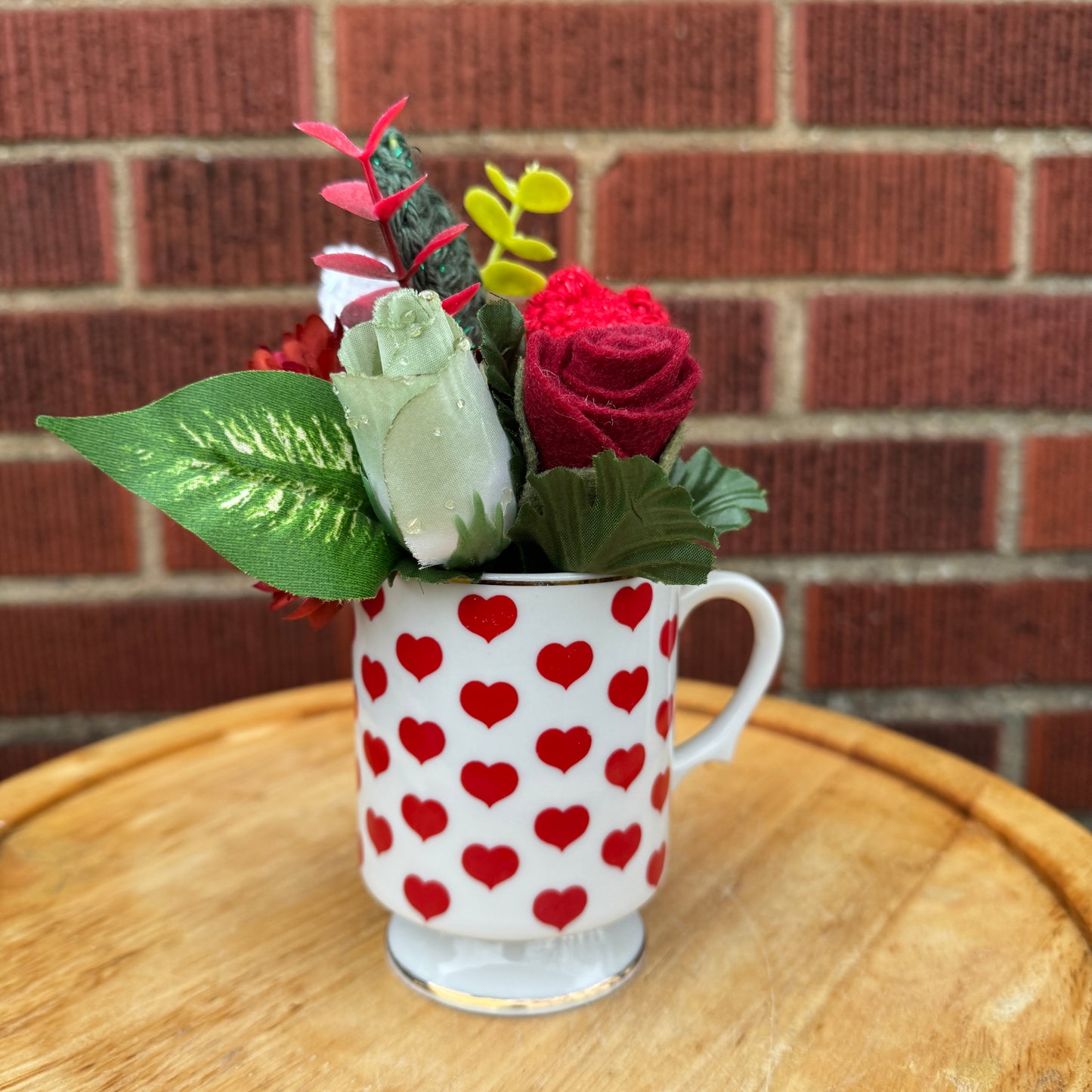 Vintage Pedestal Red Heart Bouquets (2 Available)