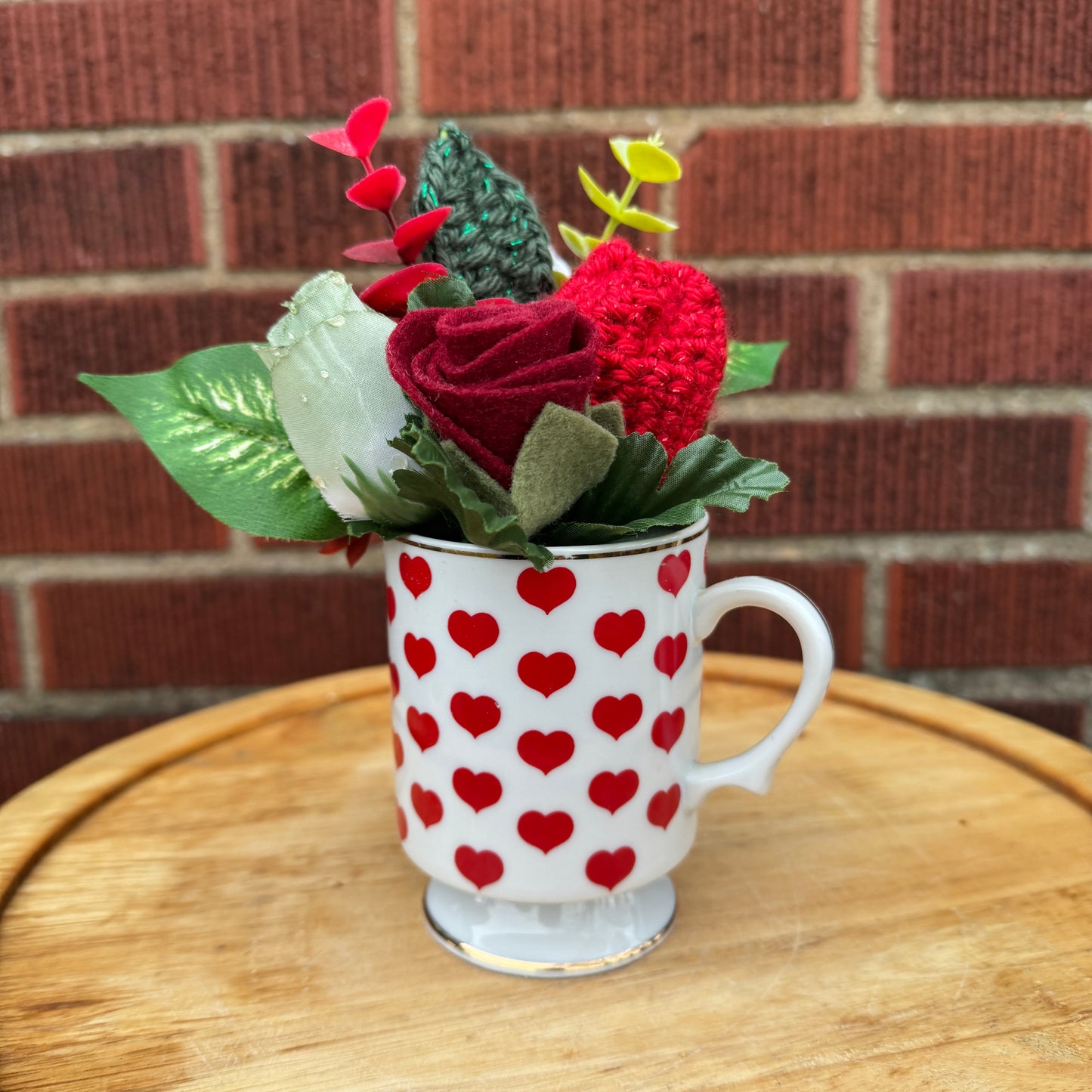 Vintage Pedestal Red Heart Bouquets (2 Available)