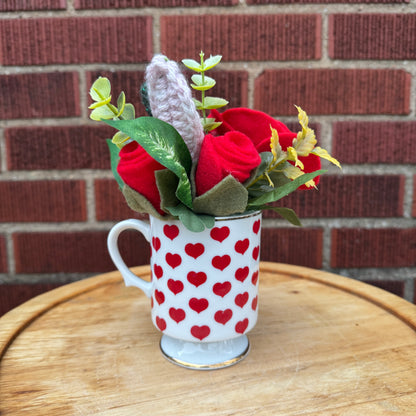 Vintage Pedestal Red Heart Bouquets (2 Available)