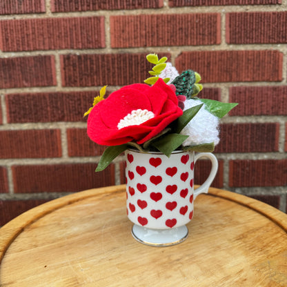 Vintage Pedestal Red Heart Bouquets (2 Available)