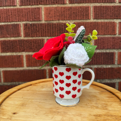 Vintage Pedestal Red Heart Bouquets (2 Available)