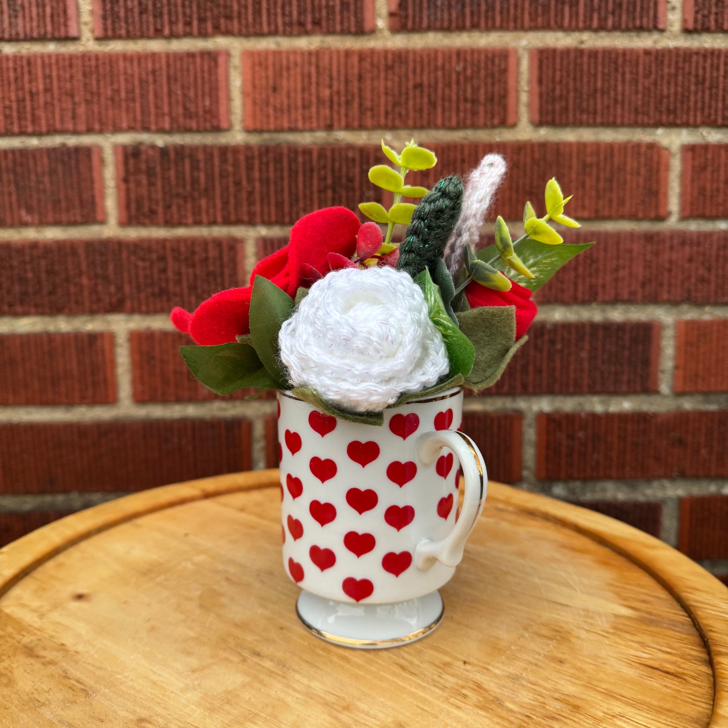 Vintage Pedestal Red Heart Bouquets (2 Available)