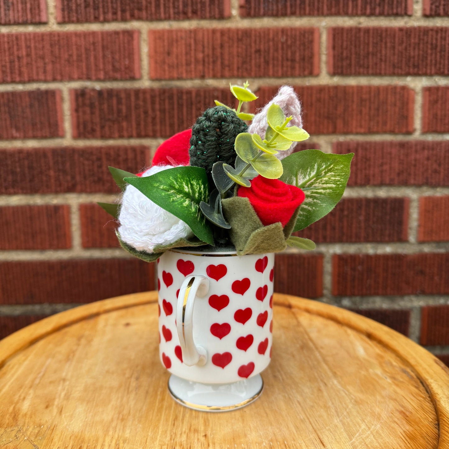 Vintage Pedestal Red Heart Bouquets (2 Available)