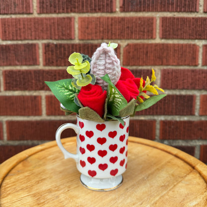 Vintage Pedestal Red Heart Bouquets (2 Available)