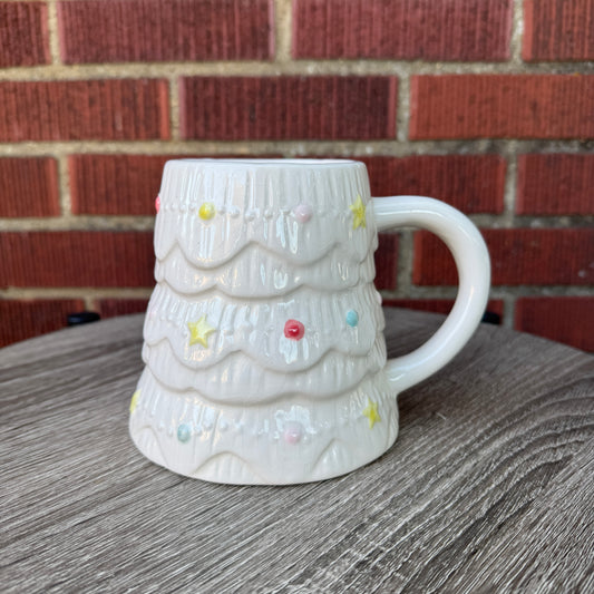 Holly & Jolly White Pastel Christmas Tree Mug