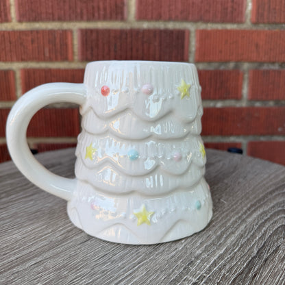 Holly & Jolly White Pastel Christmas Tree Mug