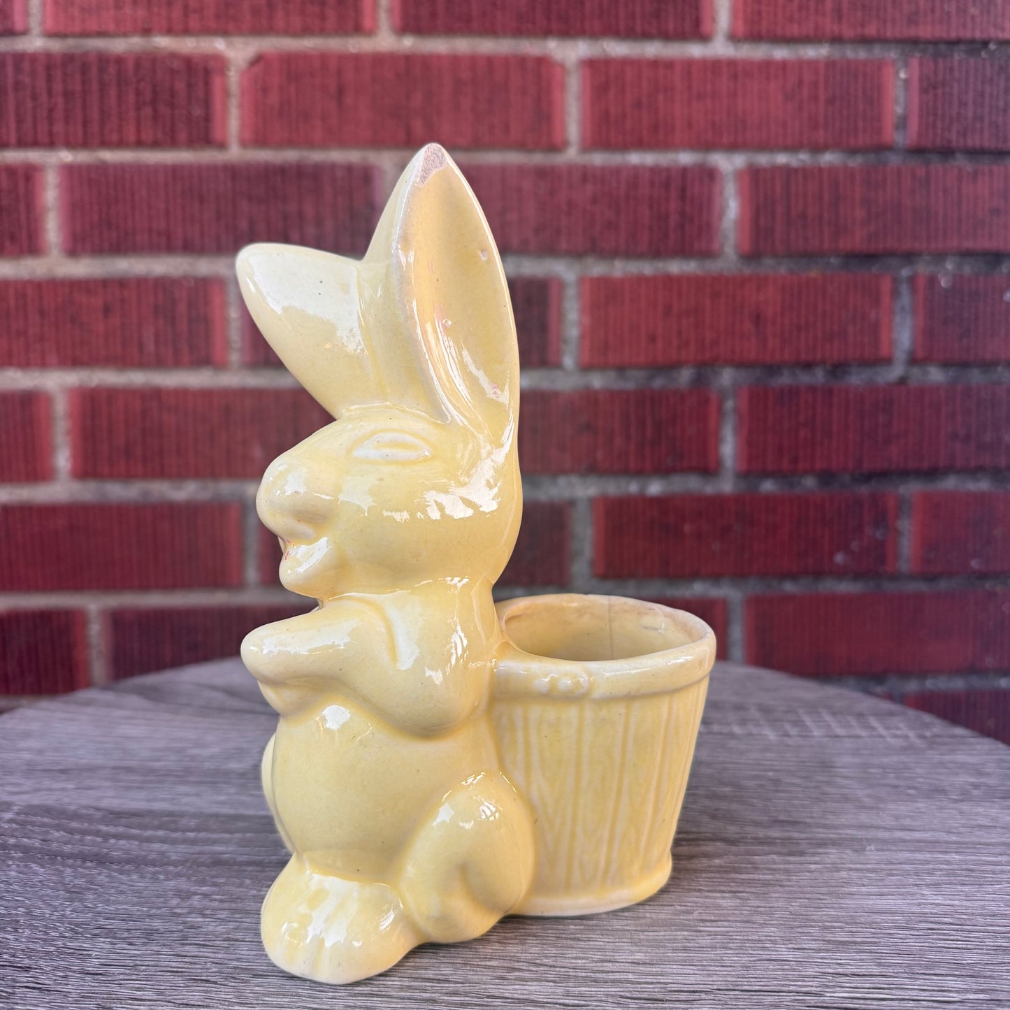 Vintage Bunny Rabbit with Basket Planter