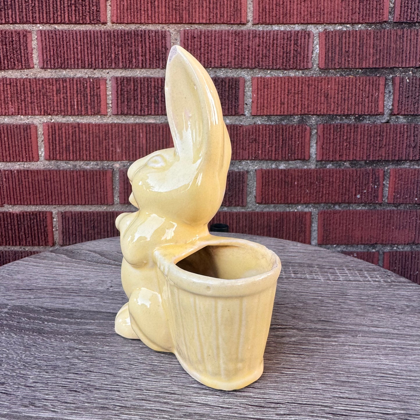 Vintage Bunny Rabbit with Basket Planter