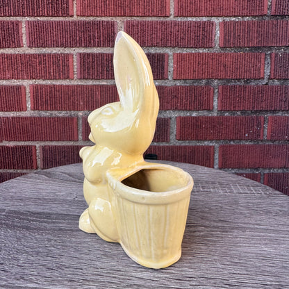 Vintage Bunny Rabbit with Basket Planter