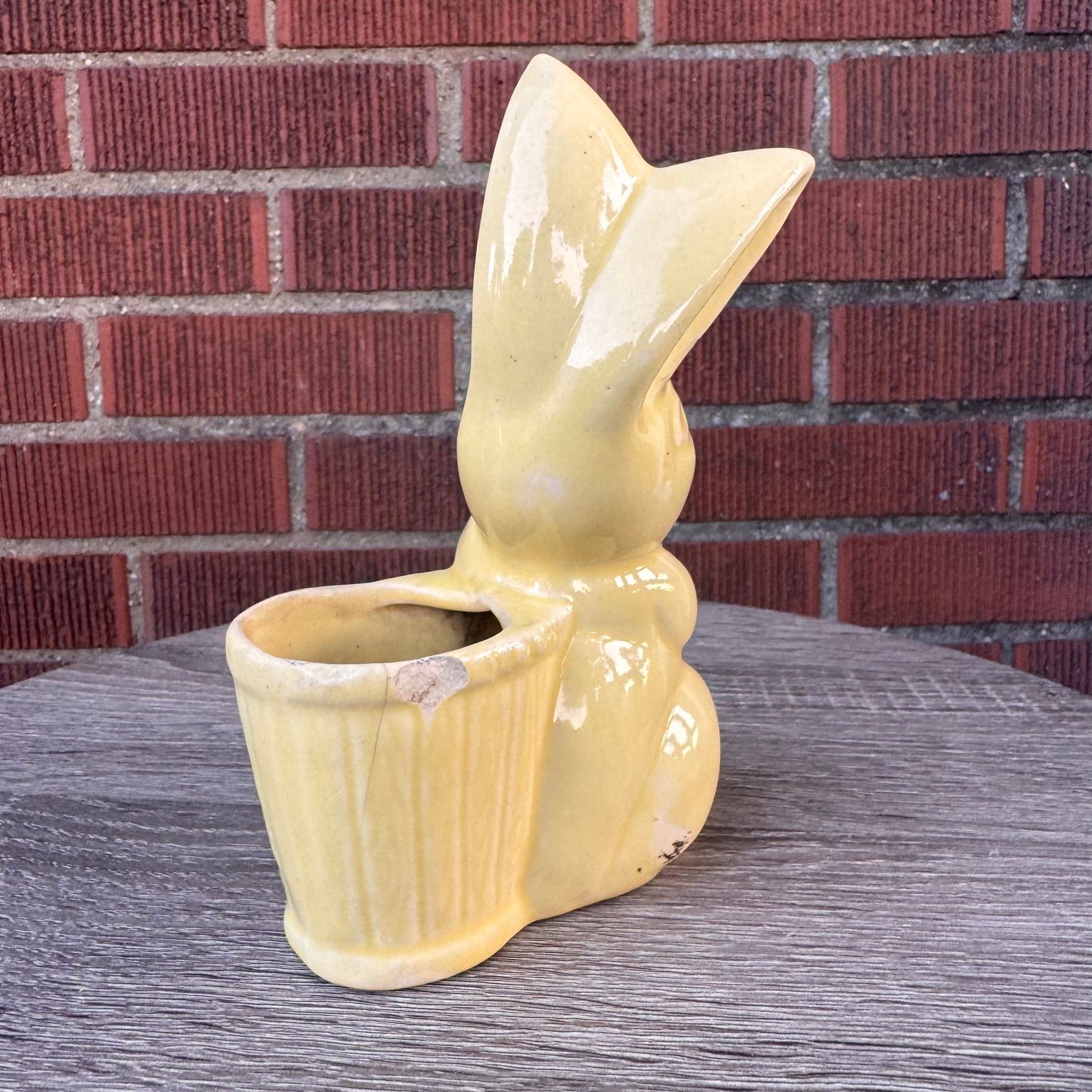 Vintage Bunny Rabbit with Basket Planter