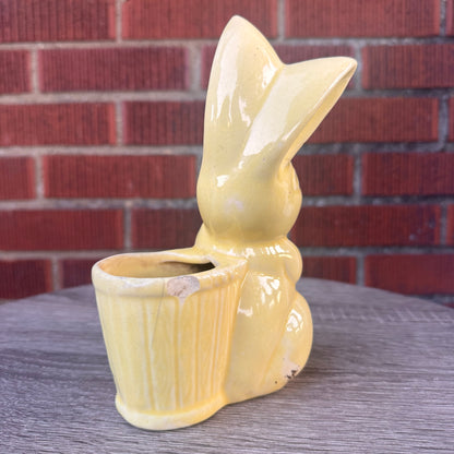 Vintage Bunny Rabbit with Basket Planter