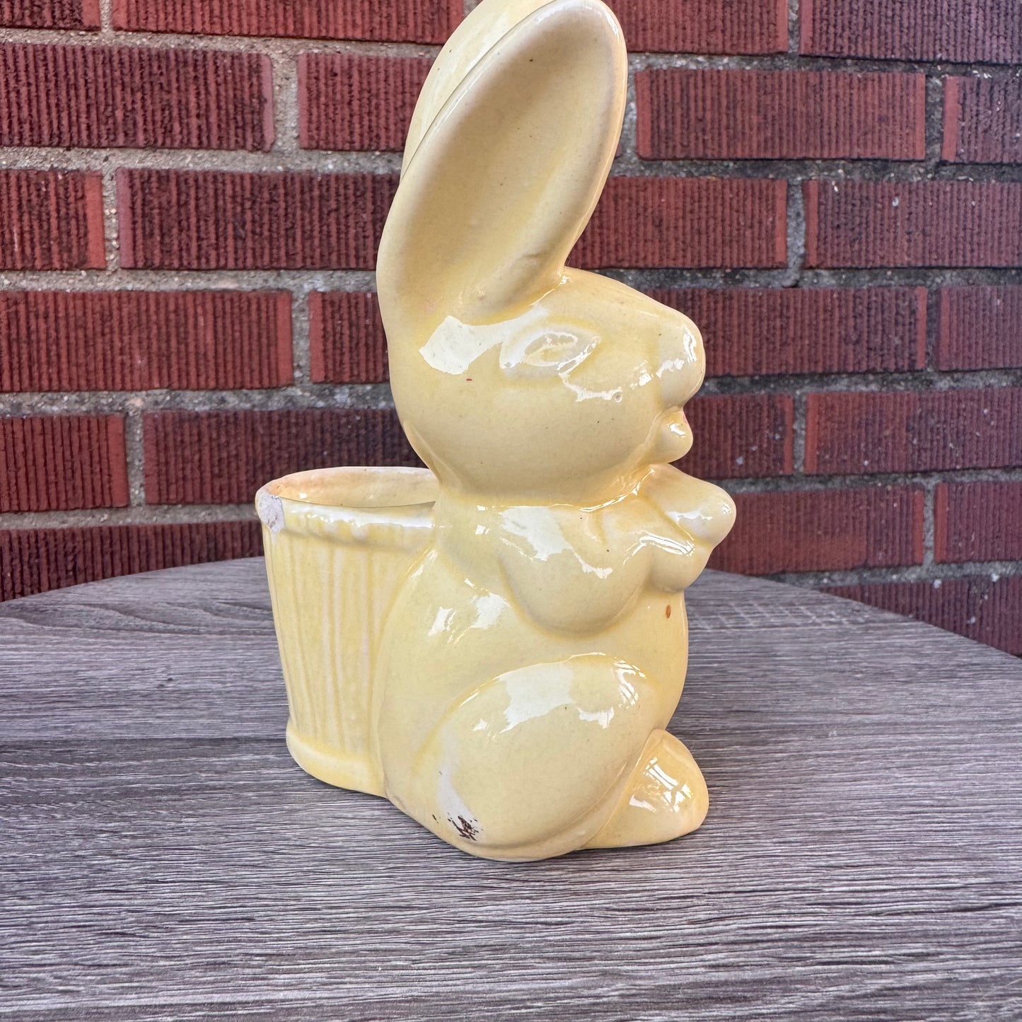 Vintage Bunny Rabbit with Basket Planter
