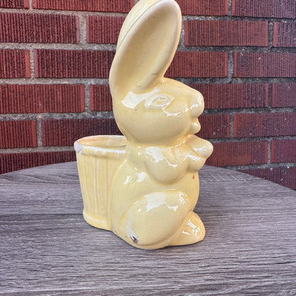 Vintage Bunny Rabbit with Basket Planter