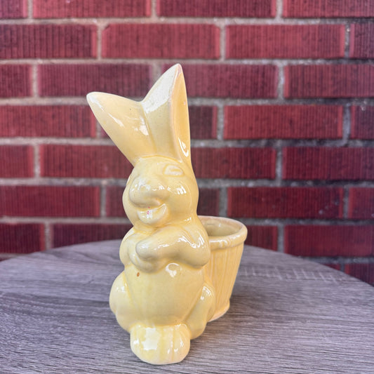 Vintage Bunny Rabbit with Basket Planter