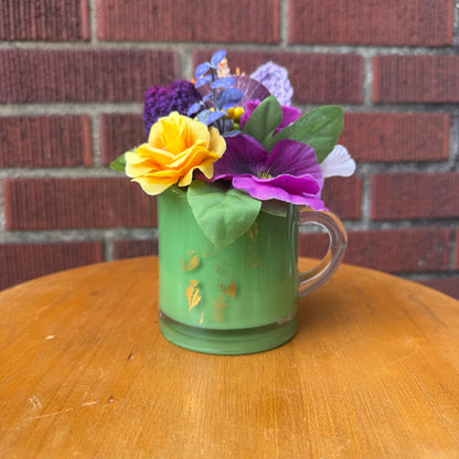 Vintage Green Glass Creamer Bouquet