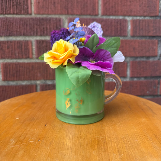 Vintage Green Glass Creamer Bouquet