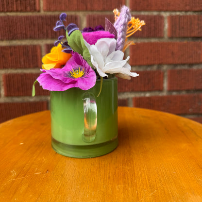 Vintage Green Glass Creamer Bouquet