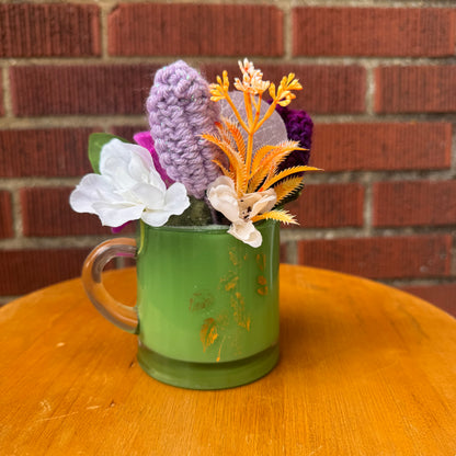 Vintage Green Glass Creamer Bouquet