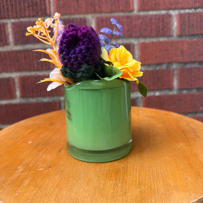 Vintage Green Glass Creamer Bouquet