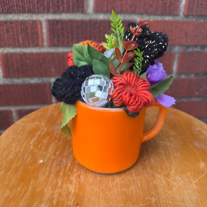 Federal Milk Glass Orange Mug Bouquet