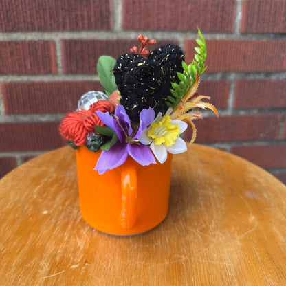 Federal Milk Glass Orange Mug Bouquet