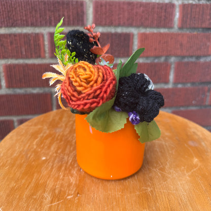 Federal Milk Glass Orange Mug Bouquet