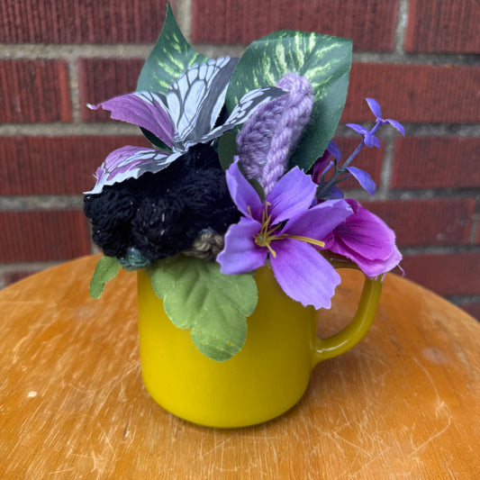 Federal Milk Glass Green Mug Bouquet